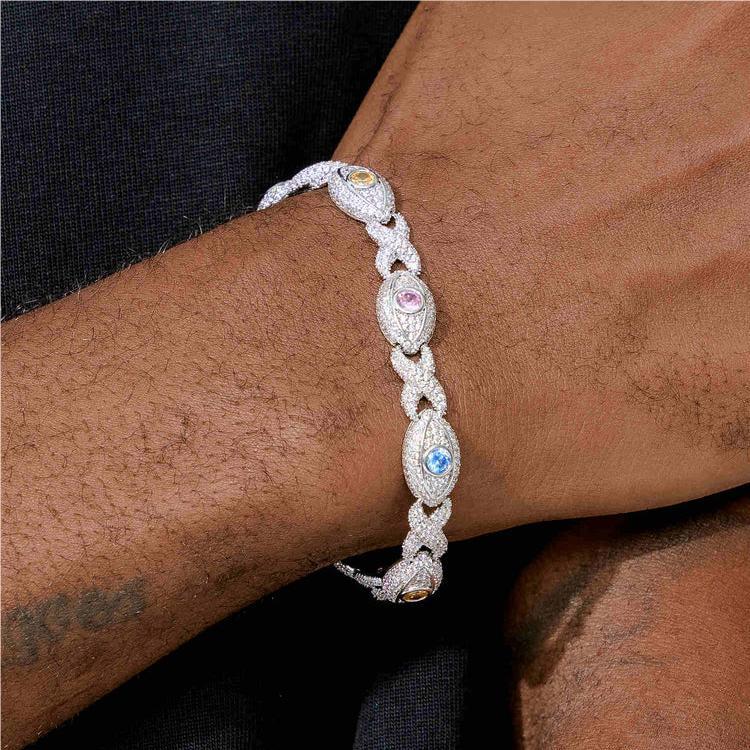 Pulsera Evil Eye Infinity Con Moissanita VVS En Plata 925 - Bling del Barrio
