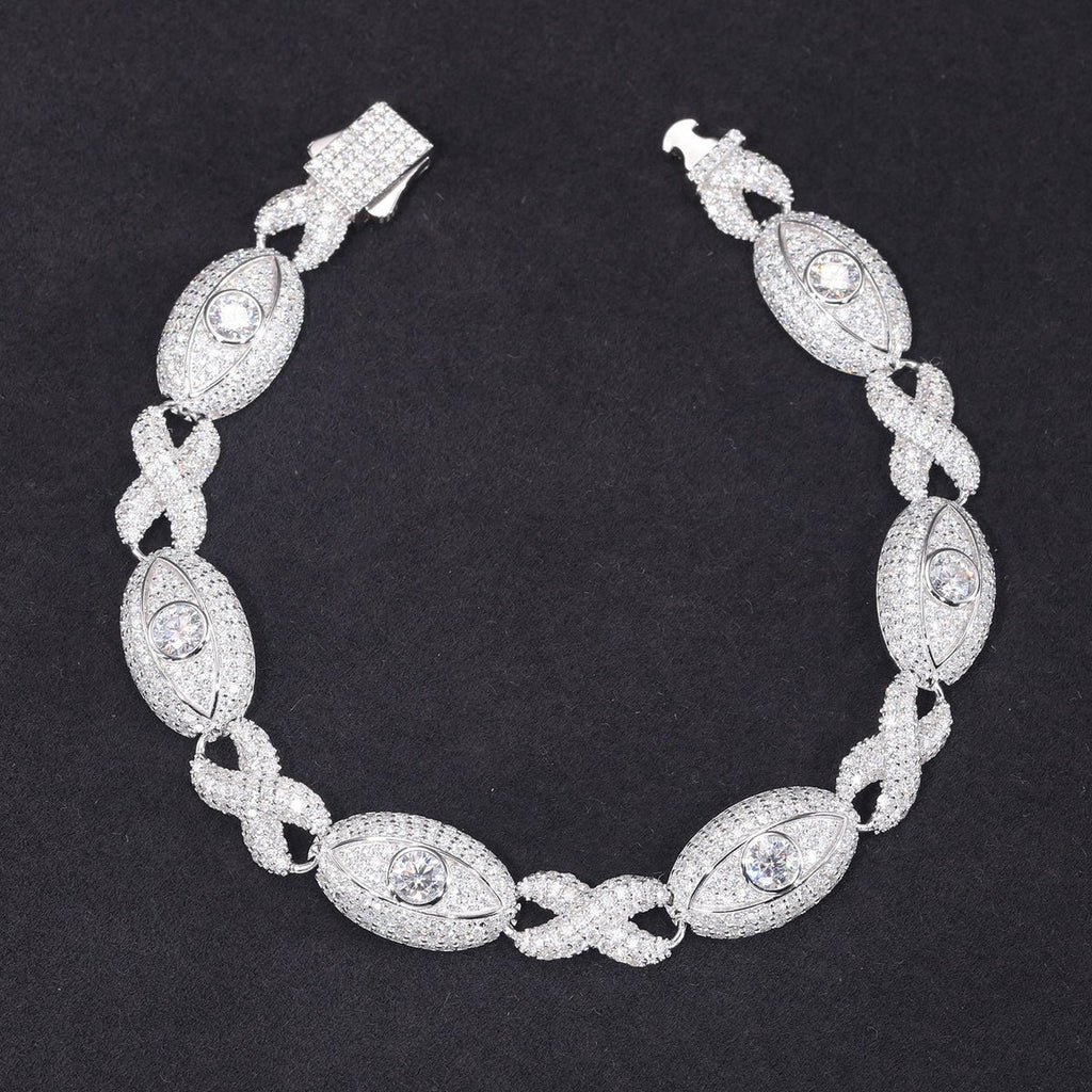 Pulsera Evil Eye Infinity Con Moissanita VVS En Plata 925 - Bling del Barrio