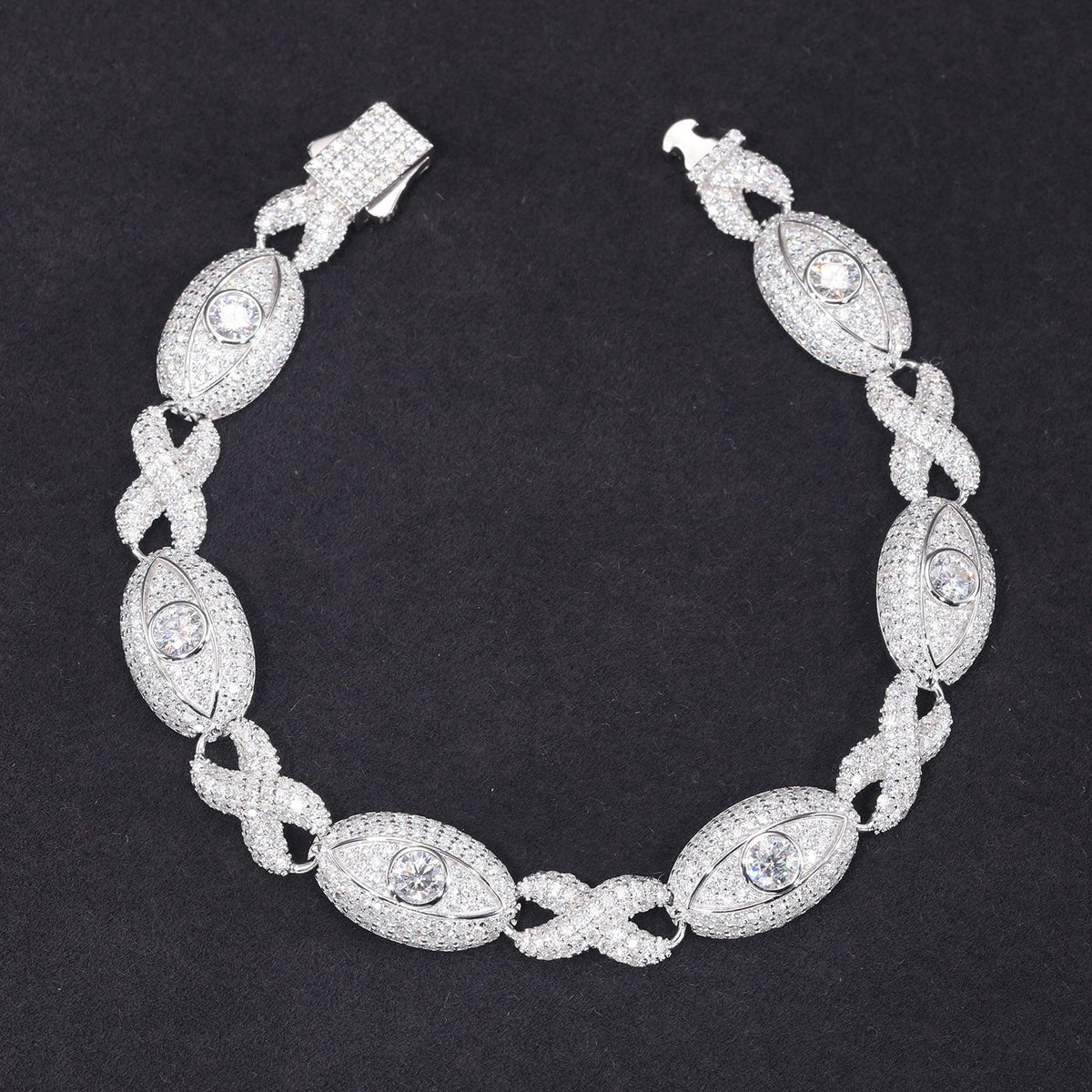 Pulsera Evil Eye Infinity Con Moissanita VVS En Plata 925 - Bling del Barrio