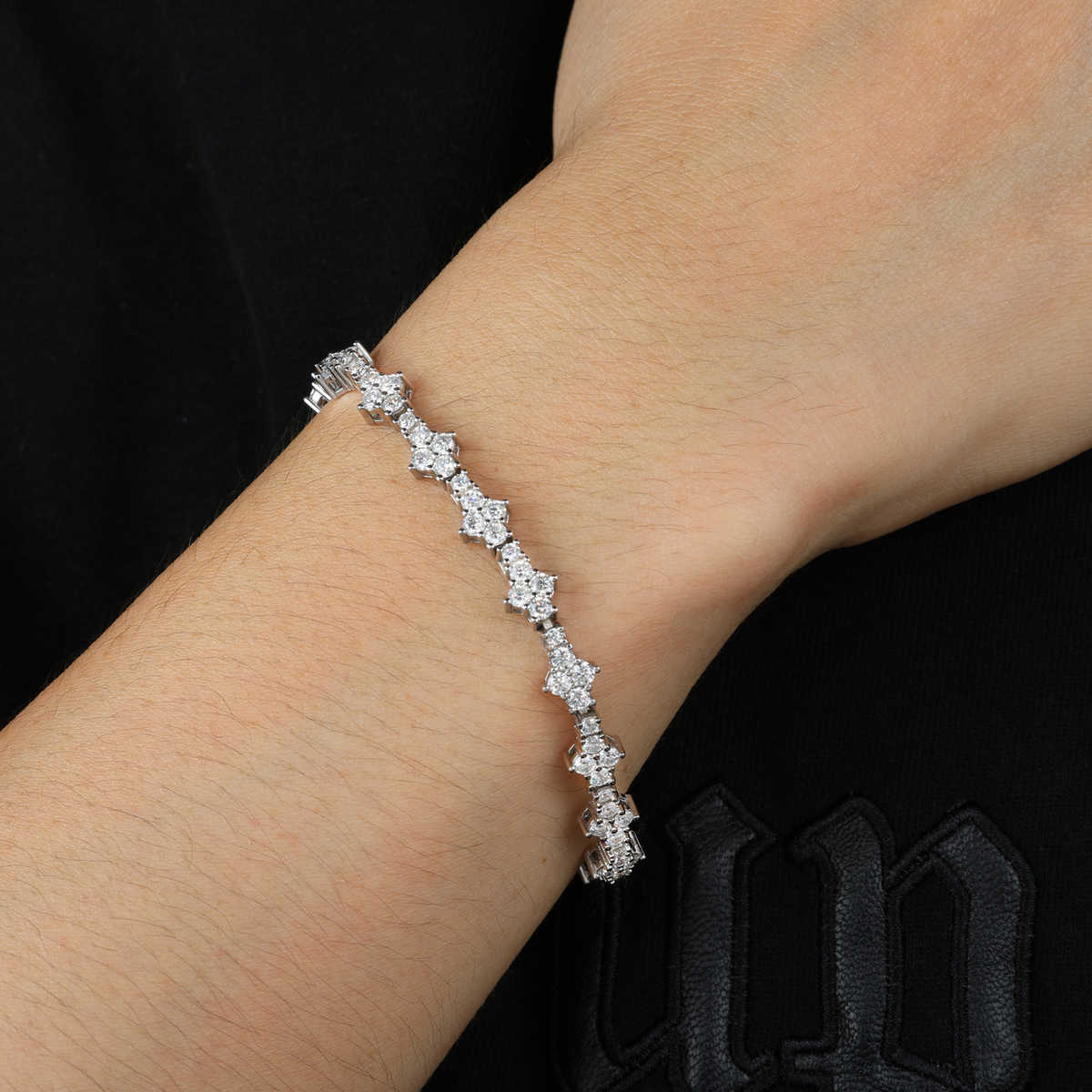 PULSERA TENIS AGRUPADA CON MOISSANITA VVS - ORO BLANCO - PLATA 925 - Bling del Barrio