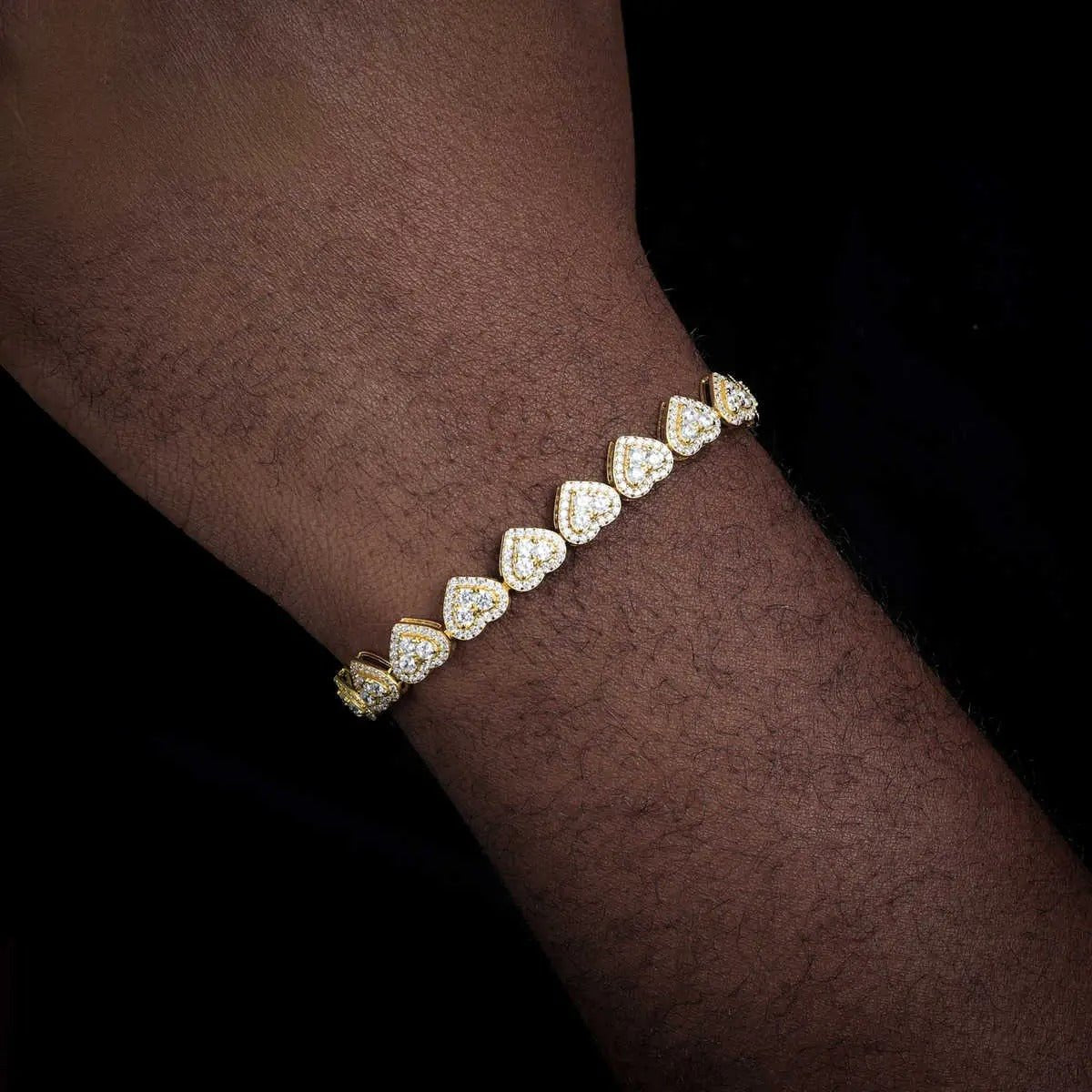 PULSERA TENIS DE CORAZONES CON MOISSANITA VVS - PLATA 925 - ORO - Bling del Barrio