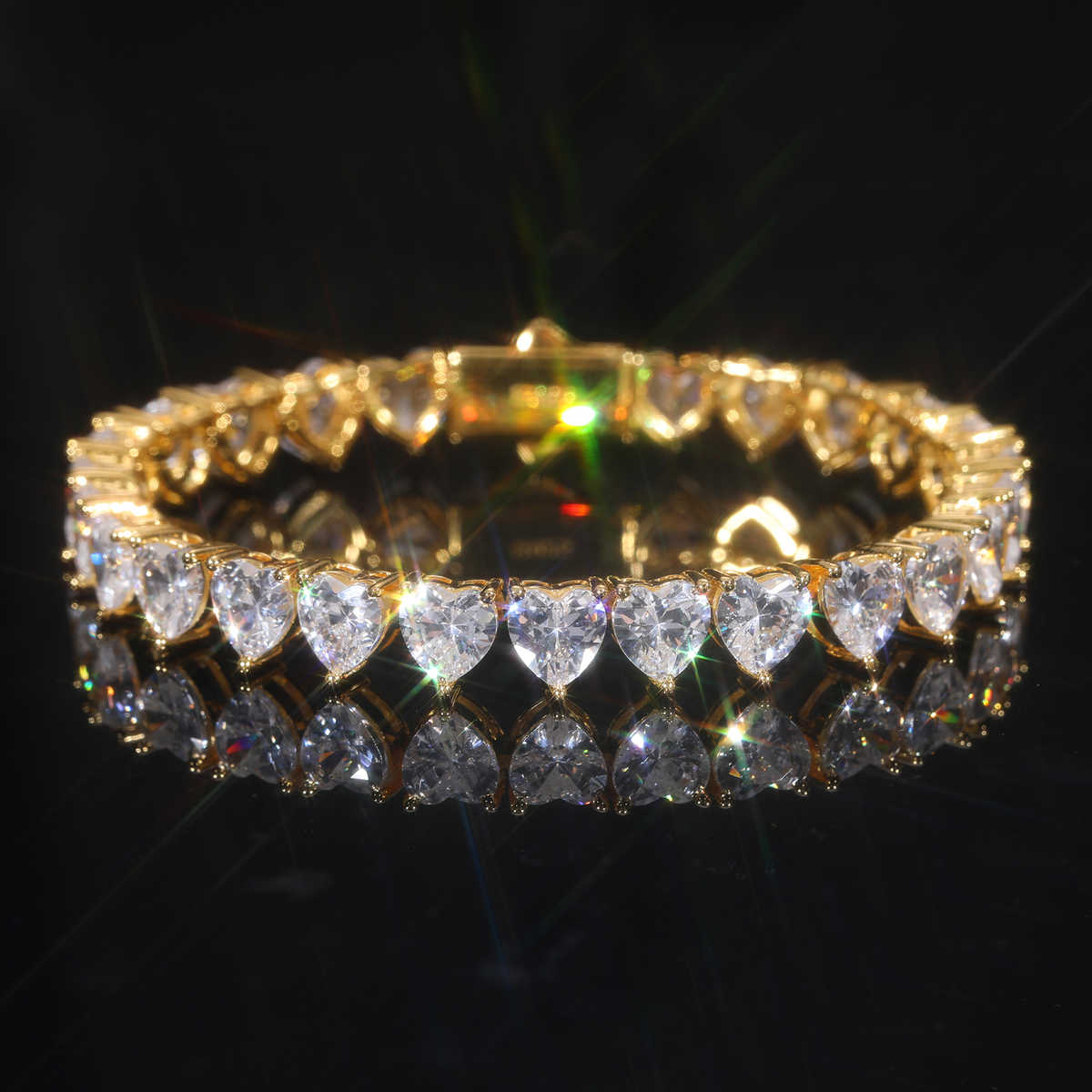 PULSERA TENIS DE CORAZONES MOISSANITA VVS 925 - ORO/ORO BLANCO - Bling del Barrio