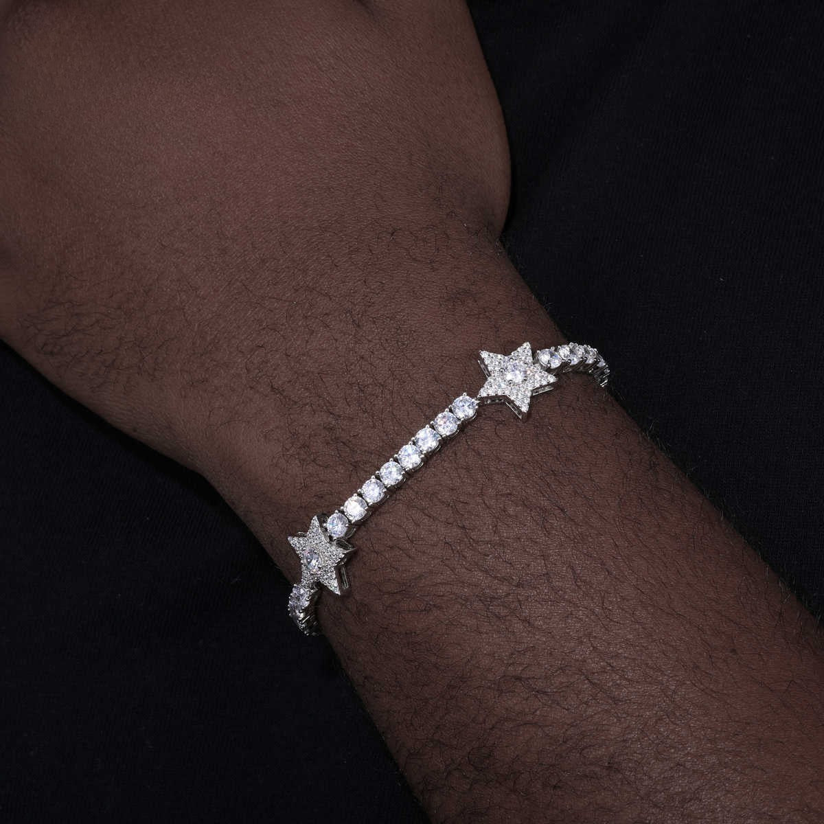 PULSERA TENIS DE ESTRELLAS MOISSANITA VVS 14mm - PLATA 925 - ORO/ORO BLANCO - Bling del Barrio