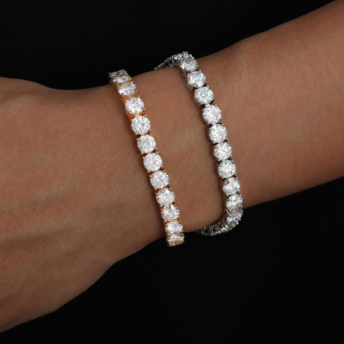 PULSERA TENIS DE MOISSANITA VVS 2 - 6mm - ORO/ORO BLANCO - PLATA 925 - Bling del Barrio