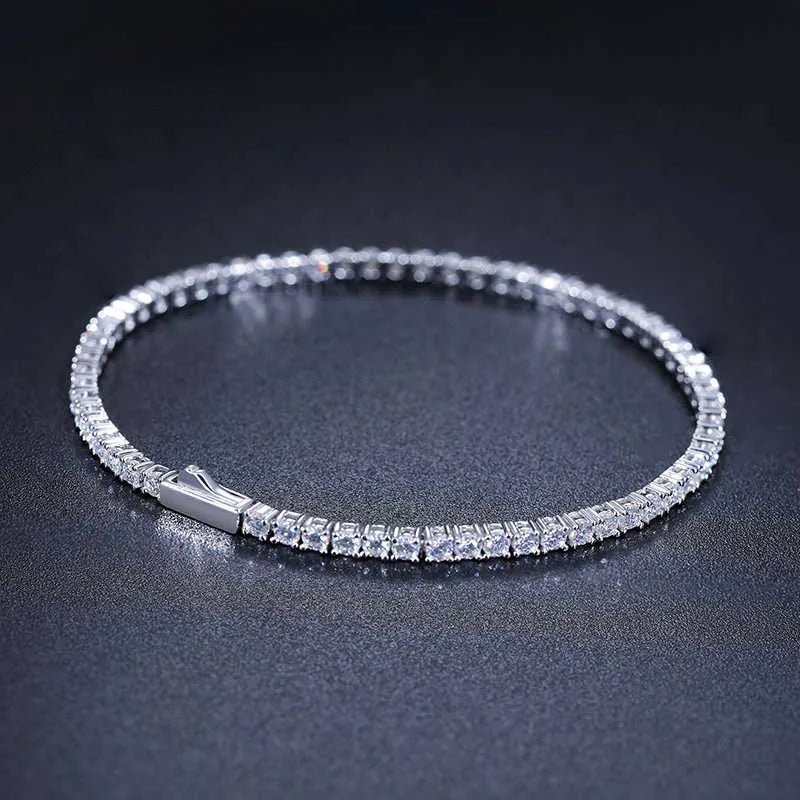 PULSERA TENIS DE MOISSANITA VVS 2.5mm - PLATA 925 - ORO BLANCO - Bling del Barrio