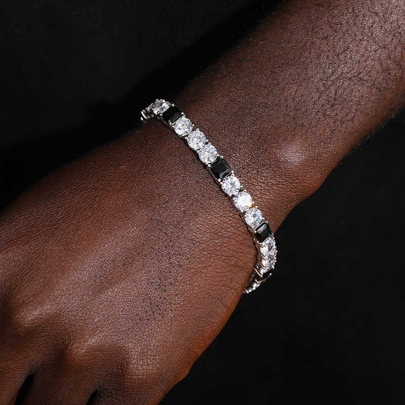 PULSERA TENIS DE MOISSANITA VVS Y CIRCONIO NEGRO 6mm - PLATA 925 - ORO BLANCO - Bling del Barrio