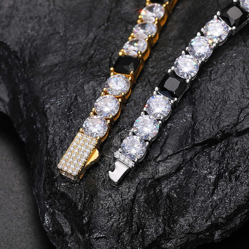 PULSERA TENIS DE MOISSANITA VVS Y CIRCONIO NEGRO 6mm - PLATA 925 - ORO BLANCO - Bling del Barrio