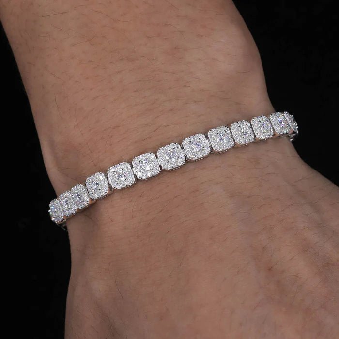PULSERA TENIS HALO DE MOISSANITA VVS 6mm - PLATA 925 - ORO BLANCO - Bling del Barrio