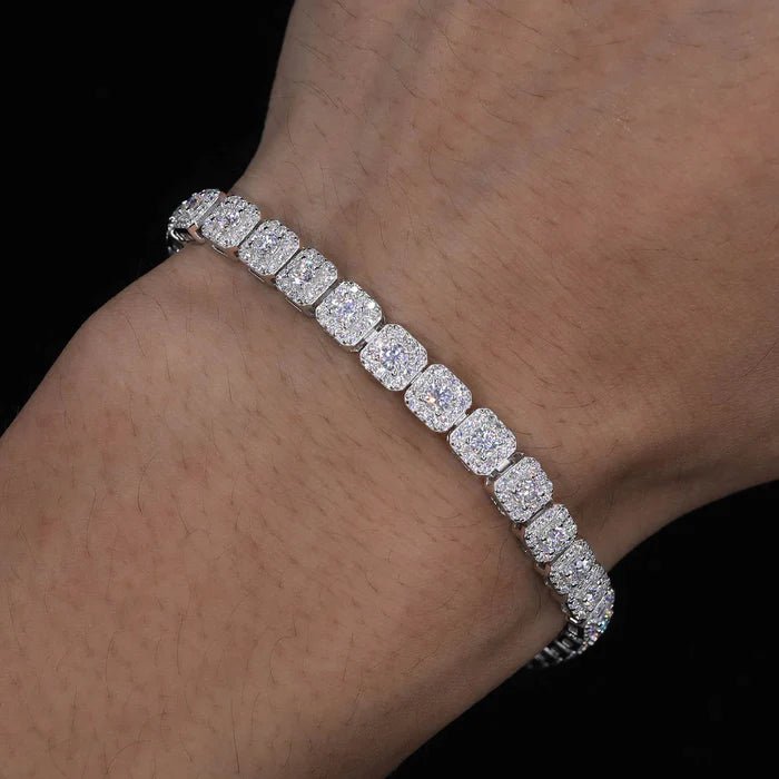 PULSERA TENIS HALO DE MOISSANITA VVS 6mm - PLATA 925 - ORO BLANCO - Bling del Barrio